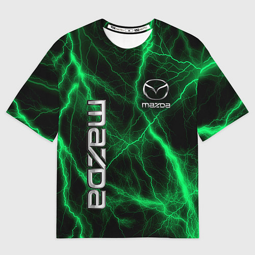 Мужская футболка оверсайз Mazda зеленые молнии / 3D-принт – фото 1
