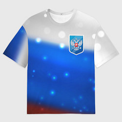 Мужская футболка оверсайз Герб России Blue