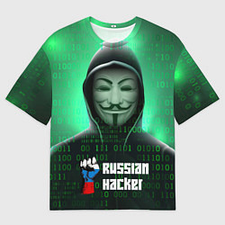 Мужская футболка оверсайз Russian hacker green