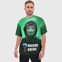 Футболка оверсайз мужская Russian hacker green, цвет: 3D-принт — фото 2