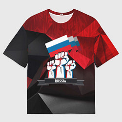 Футболка оверсайз мужская Русская сила: кулаки, цвет: 3D-принт