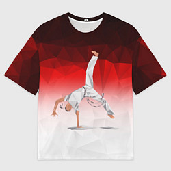 Мужская футболка оверсайз Капоэйра на одной руке