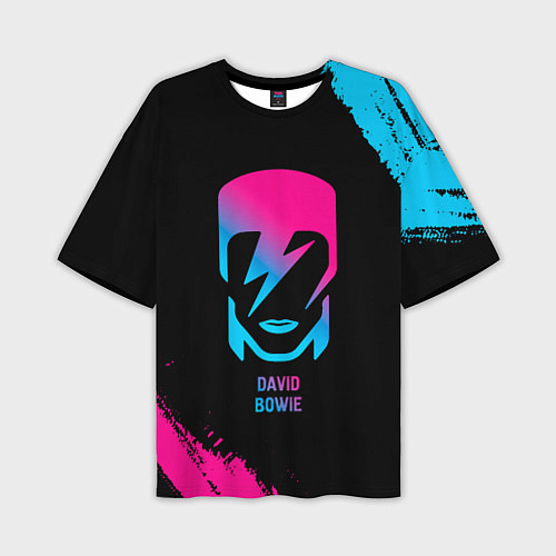 Мужская футболка оверсайз David Bowie - neon gradient / 3D-принт – фото 1