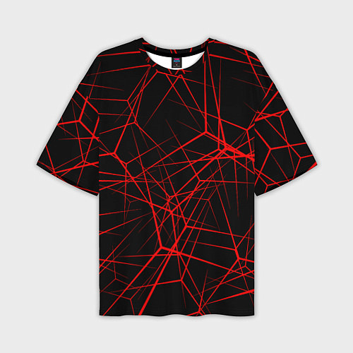 Мужская футболка оверсайз Intersecting red rays / 3D-принт – фото 1