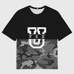 Футболка оверсайз мужская FCK gray military, цвет: 3D-принт