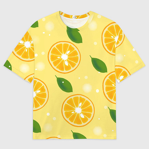 Мужская футболка оверсайз Сочные апельсины в разрезе / 3D-принт – фото 1