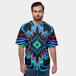 Футболка оверсайз мужская Абстрактные неоновые разноцветные узоры во тьме, цвет: 3D-принт — фото 2