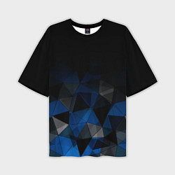 Мужская футболка оверсайз Черно-синий геометрический
