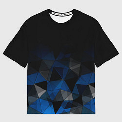 Футболка оверсайз мужская Черно-синий геометрический, цвет: 3D-принт