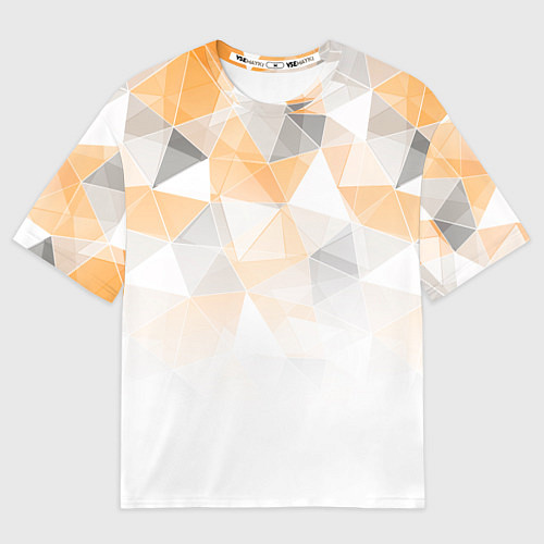Мужская футболка оверсайз Однотонный белый и желто-серый геометрический / 3D-принт – фото 1