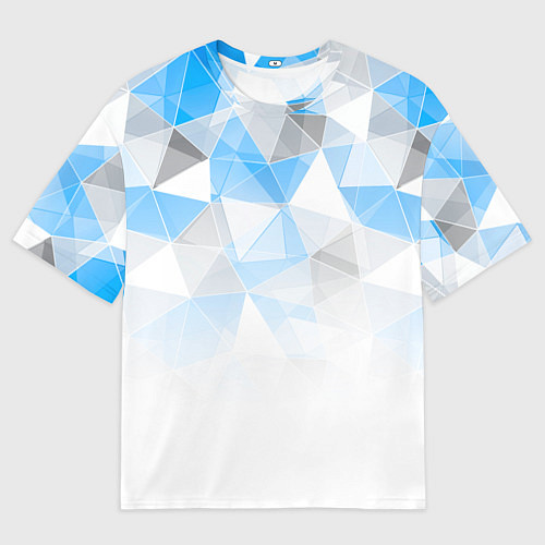 Мужская футболка оверсайз Исчезающие серо-голубые полигоны / 3D-принт – фото 1