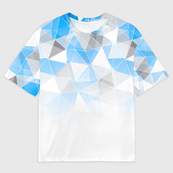 Футболка оверсайз мужская Исчезающие серо-голубые полигоны, цвет: 3D-принт