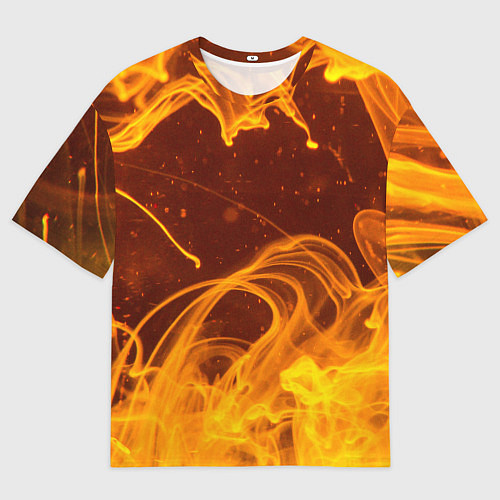 Мужская футболка оверсайз Абстрактные языки пламени из красок / 3D-принт – фото 1