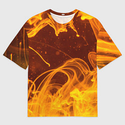 Мужская футболка оверсайз Абстрактные языки пламени из красок