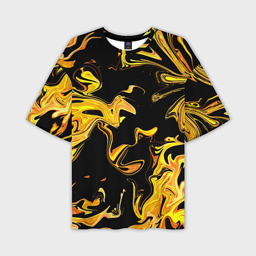 Мужская футболка оверсайз Огненная лава флюид / 3D-принт – фото 1