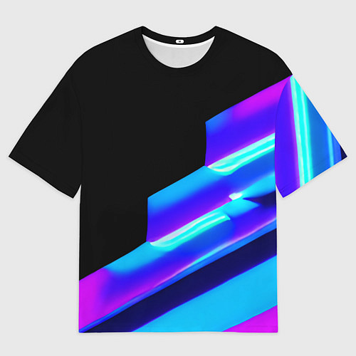 Мужская футболка оверсайз Яркие неоновые линии / 3D-принт – фото 1