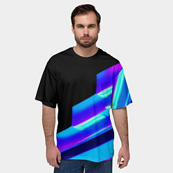 Футболка оверсайз мужская Яркие неоновые линии, цвет: 3D-принт — фото 2
