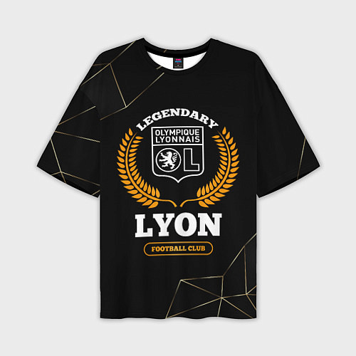 Мужская футболка оверсайз Лого Lyon и надпись legendary football club на тем / 3D-принт – фото 1