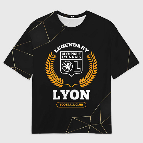 Мужская футболка оверсайз Лого Lyon и надпись legendary football club на тем / 3D-принт – фото 1