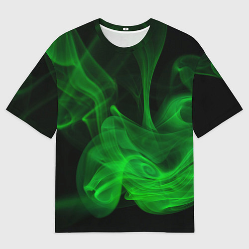 Мужская футболка оверсайз Зелёный абстрактный дым / 3D-принт – фото 1