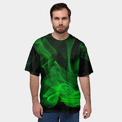 Футболка оверсайз мужская Зелёный абстрактный дым, цвет: 3D-принт — фото 2