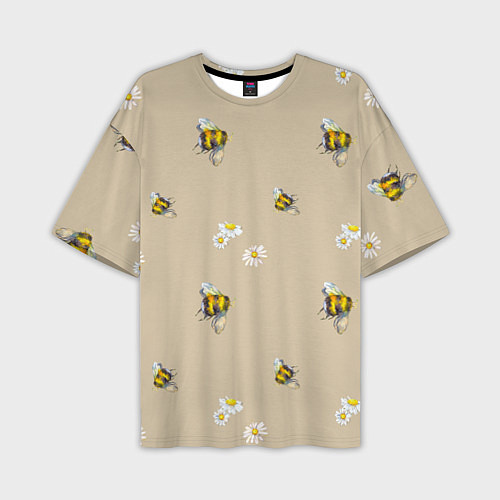 Мужская футболка оверсайз Цветы Ромашки и Пчёлы / 3D-принт – фото 1