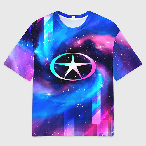 Мужская футболка оверсайз JAC неоновый космос / 3D-принт – фото 1