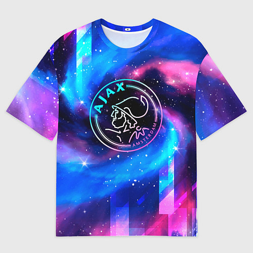 Мужская футболка оверсайз Ajax неоновый космос / 3D-принт – фото 1