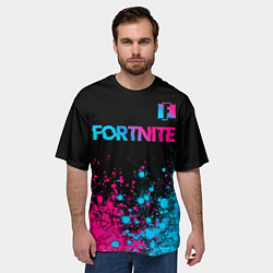 Футболка оверсайз мужская Fortnite - neon gradient: символ сверху, цвет: 3D-принт — фото 2