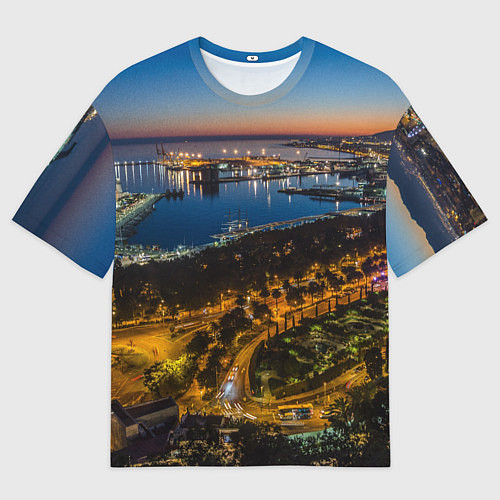Мужская футболка оверсайз Ночной город с высоты / 3D-принт – фото 1