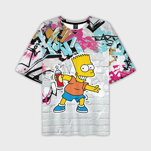 Мужская футболка оверсайз Барт Симпсон на фоне стены с граффити / 3D-принт – фото 1