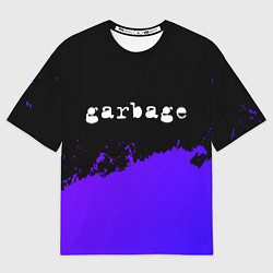 Мужская футболка оверсайз Garbage purple grunge