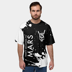 Футболка оверсайз мужская Thirty Seconds to Mars и рок символ на темном фоне, цвет: 3D-принт — фото 2