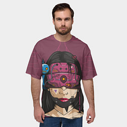 Футболка оверсайз мужская Кибер-девушка, цвет: 3D-принт — фото 2