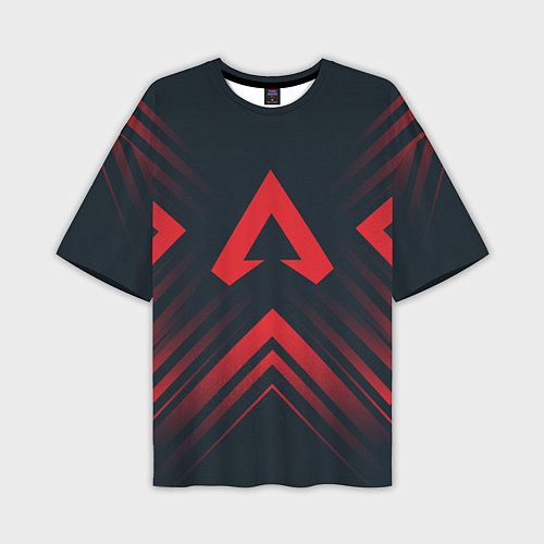 Мужская футболка оверсайз Красный символ Apex Legends на темном фоне со стре / 3D-принт – фото 1