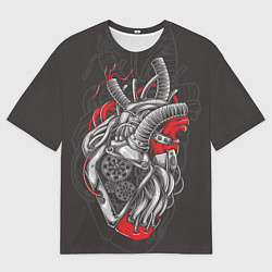 Мужская футболка оверсайз Механическое сердце стимпанк