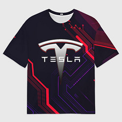 Мужская футболка оверсайз Тесла электросхемы