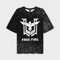 Мужская футболка оверсайз Free Fire с потертостями на темном фоне