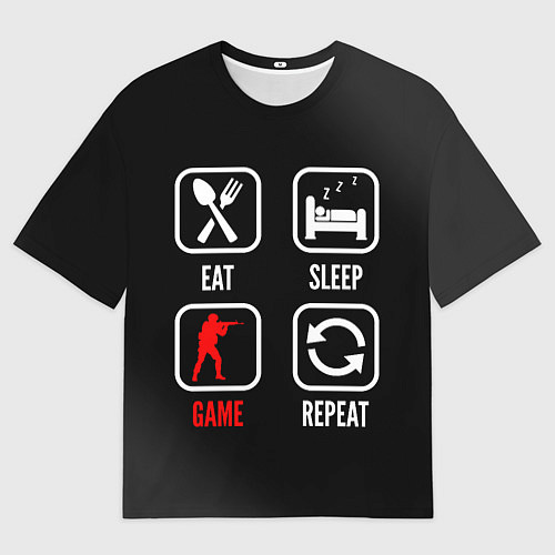 Мужская футболка оверсайз Eat, sleep, Counter Strike, repeat / 3D-принт – фото 1