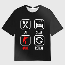 Мужская футболка оверсайз Eat, sleep, Counter Strike, repeat