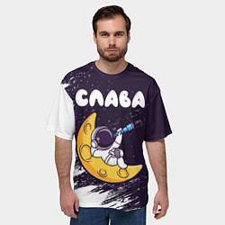 Футболка оверсайз мужская Слава космонавт отдыхает на Луне, цвет: 3D-принт — фото 2