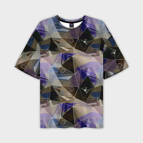 Мужская футболка оверсайз Полигональный абстрактный: бежевый, коричневый, си / 3D-принт – фото 1