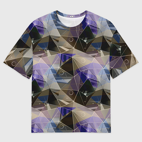 Мужская футболка оверсайз Полигональный абстрактный: бежевый, коричневый, си / 3D-принт – фото 1