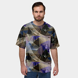 Футболка оверсайз мужская Полигональный абстрактный: бежевый, коричневый, си, цвет: 3D-принт — фото 2