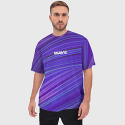 Футболка оверсайз мужская Абстрактные волны Wave - фиолетовые, цвет: 3D-принт — фото 2