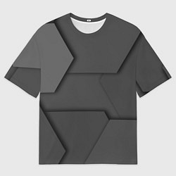 Мужская футболка оверсайз Черные геометрические фигуры в трехмерном простран