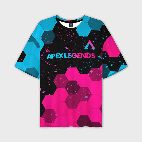 Мужская футболка оверсайз Apex Legends - neon gradient: символ сверху / 3D-принт – фото 1