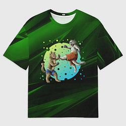 Футболка оверсайз мужская Кошачий бой - карате, цвет: 3D-принт