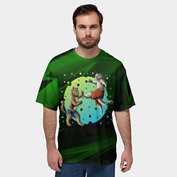 Футболка оверсайз мужская Кошачий бой - карате, цвет: 3D-принт — фото 2