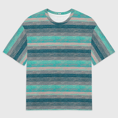 Мужская футболка оверсайз Серые, зеленые полосы с текстурой дерева / 3D-принт – фото 1